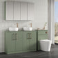 Nuie Arno 1200mm Floor Standing 4-Door Vanity & Worktop - Satin Green - welovecouk