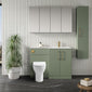 Nuie Arno L-Shaped 1100 Floor Standing Solid Stone Basin Combination Unit - Satin Green with Freya Toilet - welovecouk