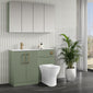 Nuie Arno L-Shaped 1100 Floor Standing Marble Stone Basin Combination Unit - Satin Green with Freya Toilet - welovecouk