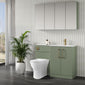 Nuie Arno L-Shaped 1100 Floor Standing Marble Stone Basin Combination Unit - Satin Green with Freya Toilet - welovecouk
