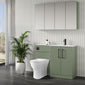 Nuie Arno L-Shaped 1100 Floor Standing Marble Stone Basin Combination Unit - Satin Green with Freya Toilet - welovecouk