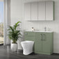 Nuie Arno L-Shaped 1100 Floor Standing Marble Stone Basin Combination Unit - Satin Green with Freya Toilet - welovecouk