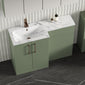 Nuie Arno L-Shaped 1100 Floor Standing Marble Basin Combination Unit - Satin Green with Brava Toilet - welovecouk
