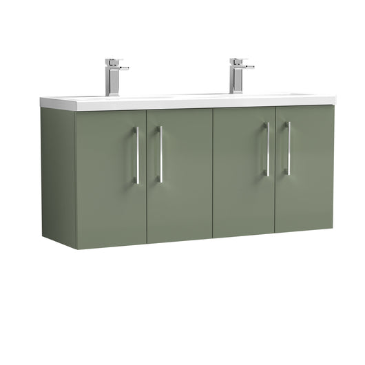  Ryker 1200mm Wall Hung 4 Door Vanity & Double Basin - Satin Green