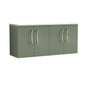 Nuie Arno 1200mm Wall Hung 4-Door Vanity & Laminate Worktop - Satin Green (Sparkling White Worktop)