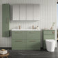 Nuie Arno 1200mm Floor Standing 4-Drawer Vanity & Double Polymarble Basin - Satin Green