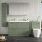 Nuie Arno 1200mm Floor Standing 4-Drawer Vanity & Double Ceramic Basin - Satin Green