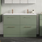 Nuie Arno 1200mm Floor Standing 4-Drawer Vanity & Double Ceramic Basin - Satin Green