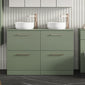 Nuie Arno 1200mm Floor Standing 4-Drawer Vanity & Worktop - Satin Green - welovecouk