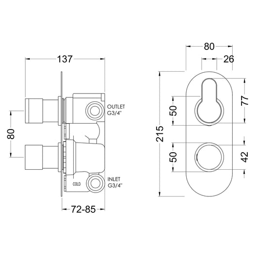  Nuie  Arvan Twin Thermostatic Concealed Shower Valve - Brushed Bronze