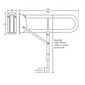 Assisted Living Double Arm Hinged Support Rail 760mm With Toilet Roll Holder And Drop Leg - White