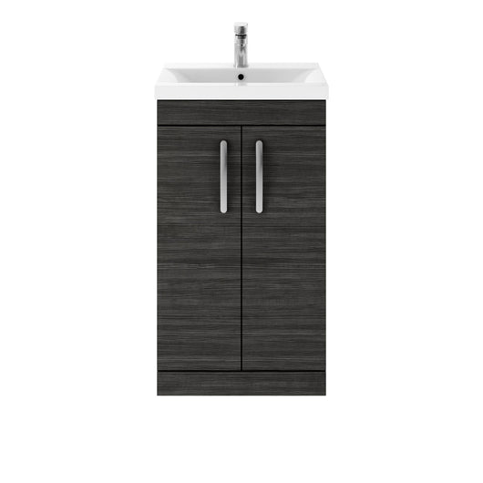  Nuie Athena 500mm Floor Standing 2 Door Vanity Unit & Mid-Edged Basin - Hacienda Black