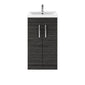 Nuie Athena 500mm Floor Standing 2 Door Vanity Unit & Mid-Edged Basin - Hacienda Black