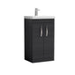 Nuie Athena 500mm Floor Standing 2 Door Vanity Unit & Mid-Edged Basin - Hacienda Black