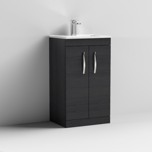  Mantello 500mm Floor Standing 2-Door Basin Vanity Unit - Charcoal Black