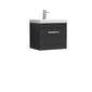 Nuie Athena 500mm Wall Hung 1 Drawer Vanity Unit & Mid-Edged Basin - Hacienda Black