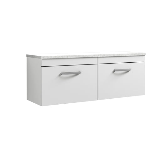  Nuie Athena 1200mm Wall Hung 2-Drawer Unit & Laminate Worktop - Gloss White