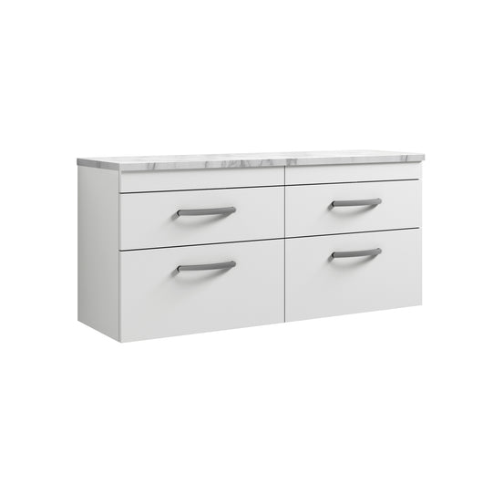  Nuie Athena 1200 Wall Hung 4-Drawer Unit & Laminate Worktop - Gloss White