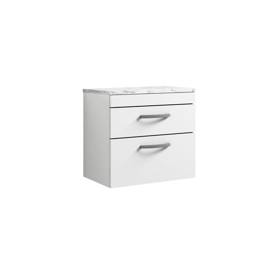  Nuie Athena 600 Wall Hung 2-Drawer Unit & Laminate Worktop - Gloss White