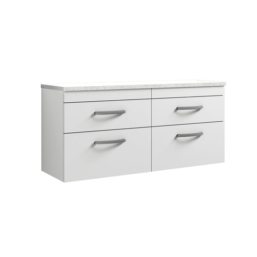  Nuie Athena 1200mm Wall Hung 4-Drawer Unit & Laminate Worktop - Gloss White