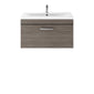 Nuie Athena 800mm Wall Hung 1 Drawer Vanity Unit & Mid-Edged Basin - Grey Avola