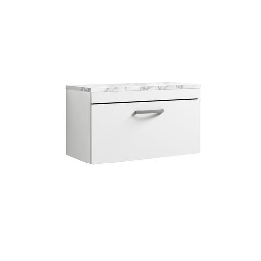  Nuie Athena 800 Wall Hung Single Drawer Unit & Laminate Worktop - Gloss White