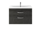 Nuie Athena 800mm Wall Hung 2 Drawer Vanity Unit & Mid-Edged Basin - Hacienda Black