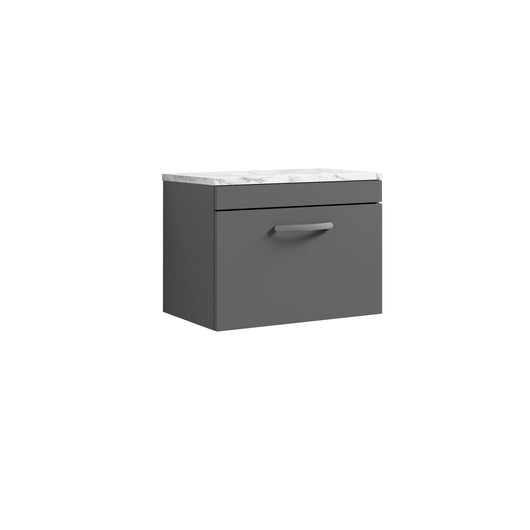  Nuie Athena 600 Wall Hung Single Drawer Unit & Laminate Worktop - Gloss Grey