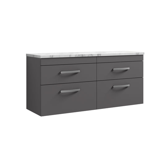  Nuie Athena 1200 Wall Hung 4-Drawer Unit & Laminate Worktop - Gloss Grey