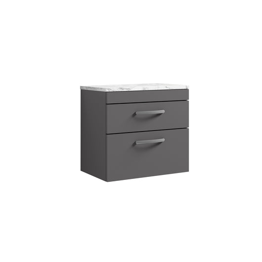  Nuie Athena 600 Wall Hung 2-Drawer Unit & Laminate Worktop - Gloss Grey