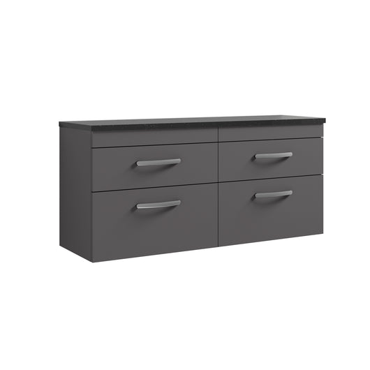  Nuie Athena 1200mm Wall Hung 4-Drawer Unit & Laminate Worktop - Gloss Grey