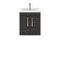 Nuie Athena 500mm Wall Hung 2 Door Vanity Unit & Mid-Edged Basin - Hacienda Black