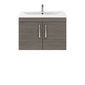 Nuie Athena 800mm Wall Hung 2 Door Vanity Unit & Mid-Edged Basin - Grey Avola