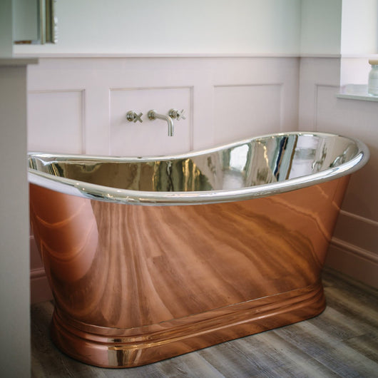  BC Designs Freestanding Boat Bath 1700  x 725mm - Copper/Nickel