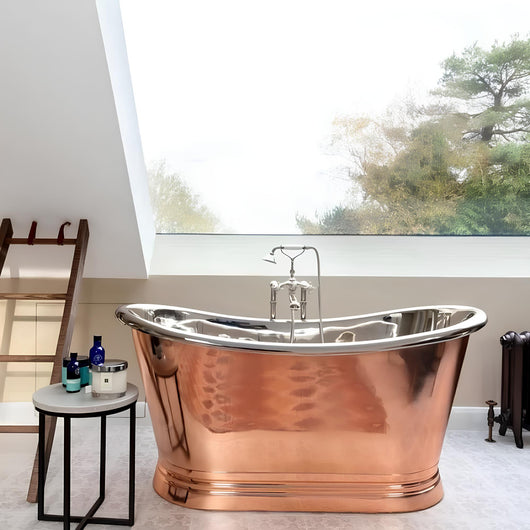  BC Designs Freestanding Boat Bath 1500  x 725mm - Copper/Nickel