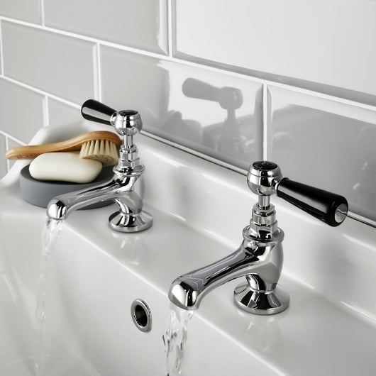  Hudson Reed Black Topaz With Lever Basin Taps - Chrome / Black - BC401HL