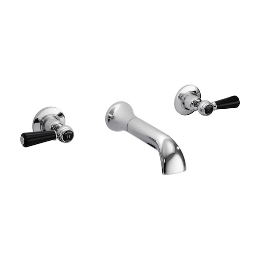  Hudson Reed Black Topaz With Lever 3 Tap Hole Wall Mounted Basin Mixer - Chrome - BC417DL - welovecouk