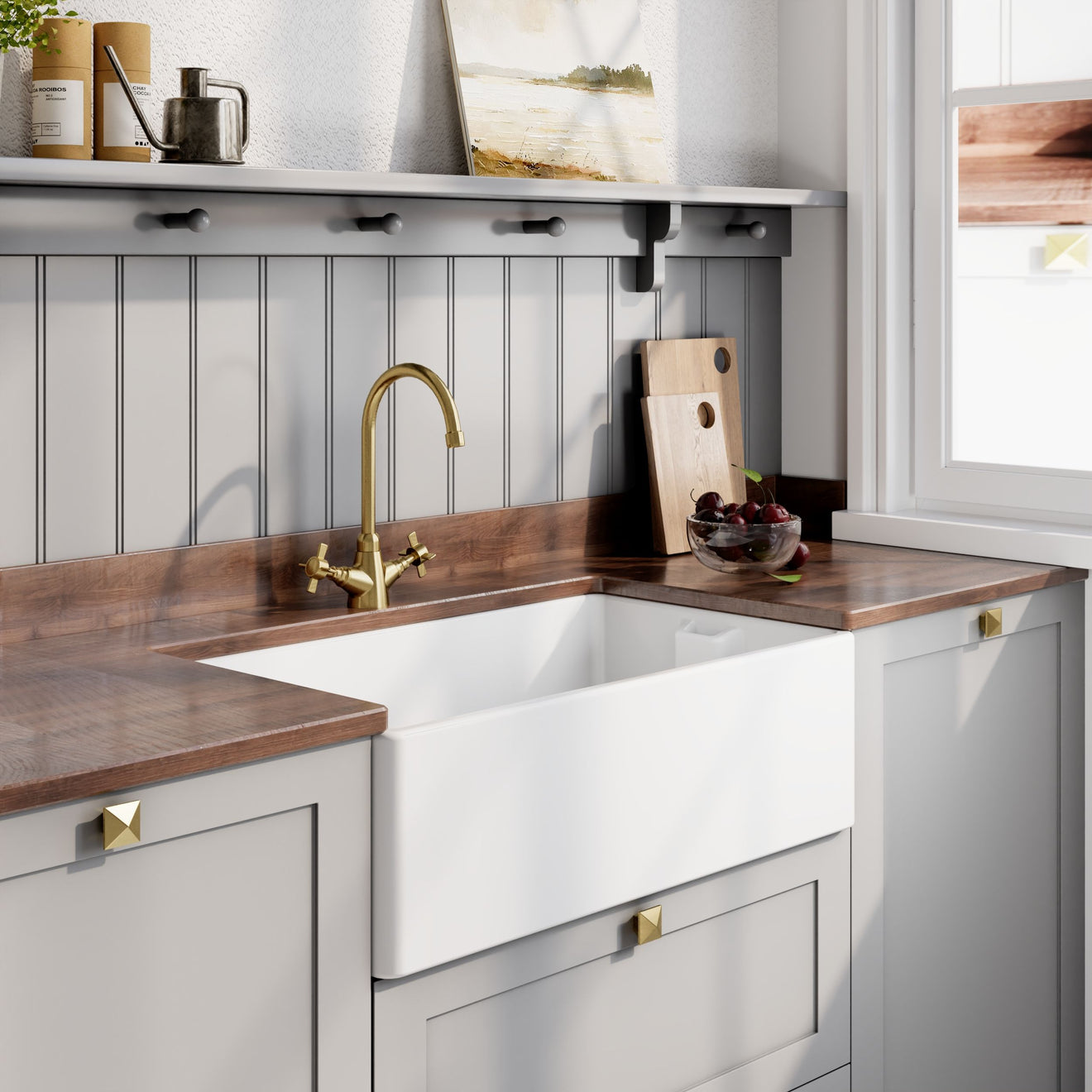Nuie Fireclay Belfast Sink 795x460x245 - White | welovecouk
