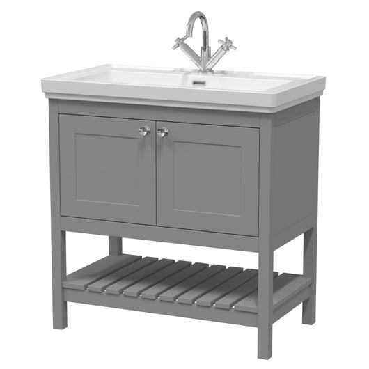  Bexley 800 Floor Standing 2-Door Vanity Unit & Classic Basin 1 Tap Hole - Cool Grey