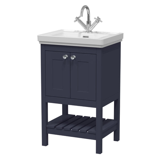  Bexley 500 Floor Standing 2-Door Vanity Unit & Classic Basin 1 Tap Hole - Indigo Blue