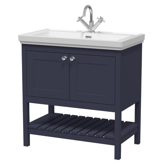  Bexley 800 Floor Standing 2-Door Vanity Unit & Classic Basin 1 Tap Hole - Indigo Blue