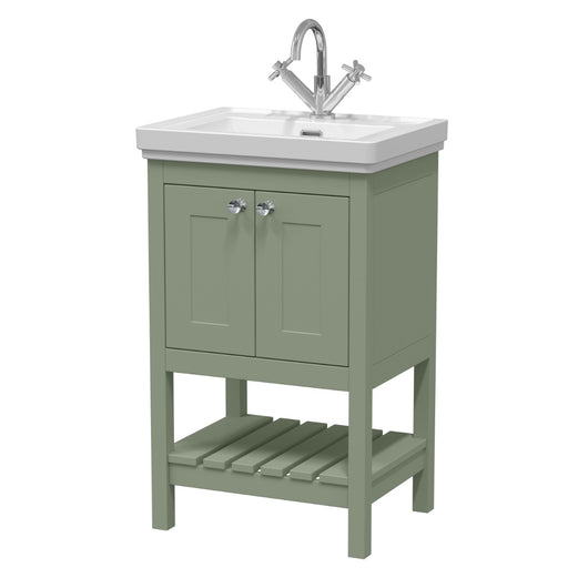  Bexley 500 Floor Standing 2-Door Vanity Unit & Classic Basin 1 Tap Hole - Matt Green