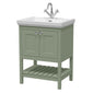 Bexley 600 Floor Standing 2-Door Vanity Unit & Classic Basin 1 Tap Hole - Matt Green