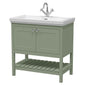 Bexley 800 Floor Standing 2-Door Vanity Unit & Classic Basin 1 Tap Hole - Matt Green