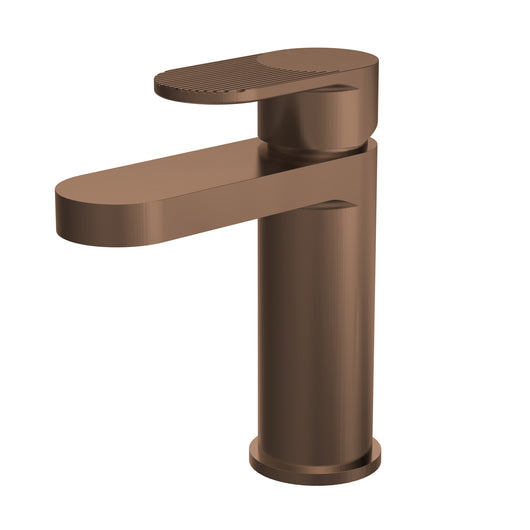  Nuie Binsey Fluted Mono Basin Mixer with Push Button Waste - Brushed Bronze