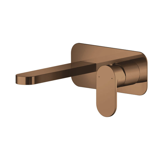  Nuie Binsey Wall Mounted 2 Tap Hole Basin Mixer With Plate - Brushed Bronze