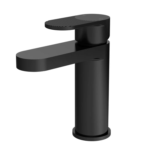  Nuie Binsey Fluted Mono Basin Mixer with Push Button Waste - Matt Black