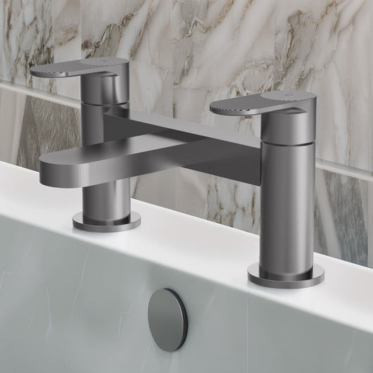  Nuie Binsey Cyprus Deck Mounted Bath Filler - Brushed Pewter