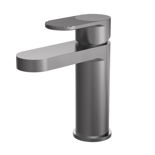  Nuie Binsey Fluted Mono Basin Mixer with Push Button Waste - Brushed Pewter