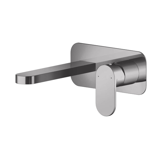  Nuie Binsey Wall Mounted 2 Tap Hole Basin Mixer With Plate - Brushed Pewter